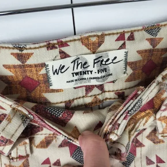 NWOT Free People We The Wild Child Printed Skinny Jeans Raw Hem | Size 25 - Picture 10 of 15